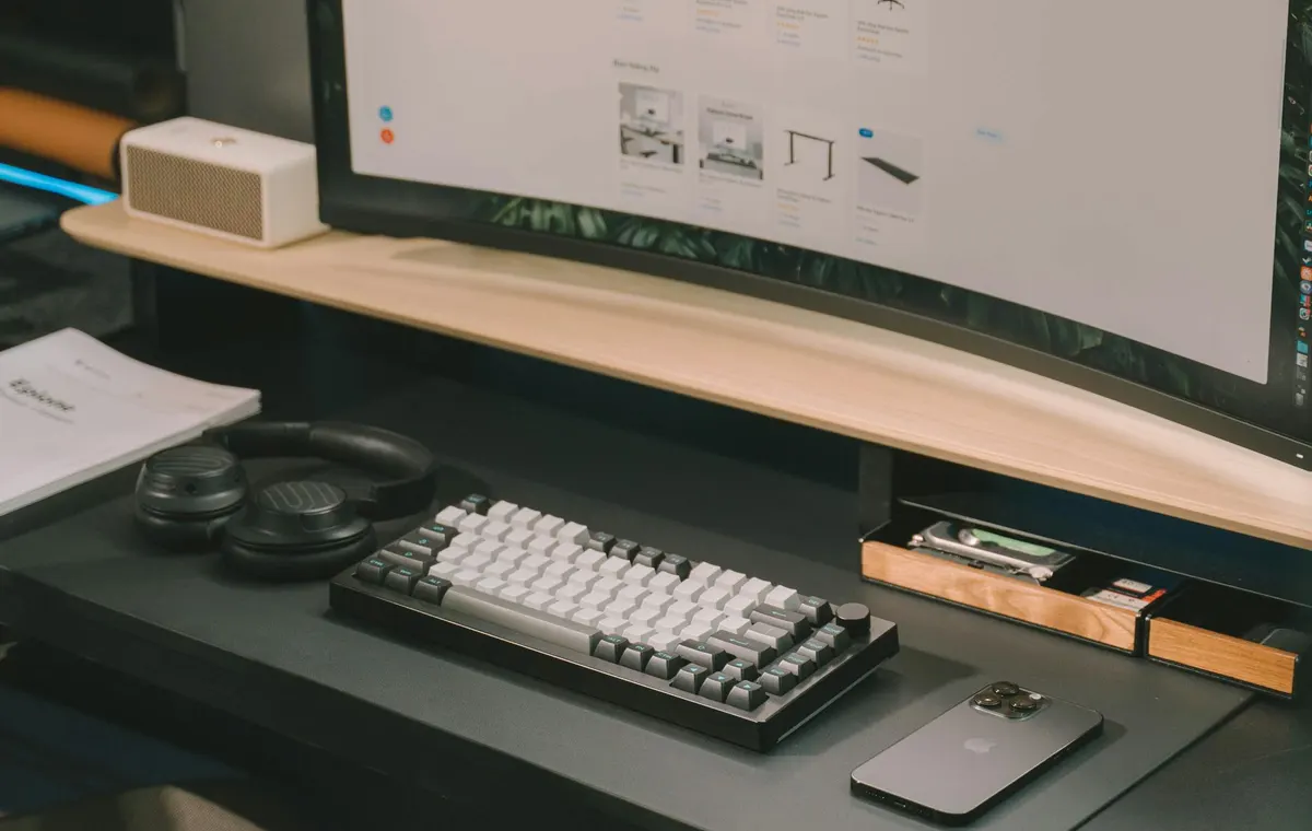 Commercial workstation with monitor and peripherals installed